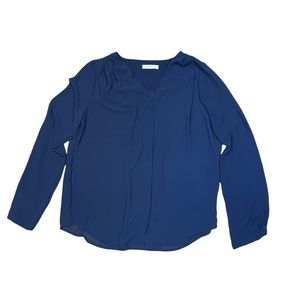 Lucid Pink Long Sleeve Blue Sheer Button Down Blouse Size Large